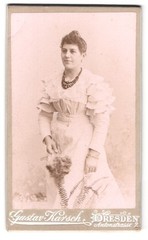 Photograph Gustav Karsch, Dresden, Antonstr. 2, lady in festive white dress