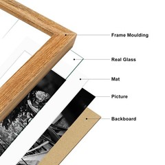 3 Hinged Picture Frame Trifold Combo Pine Wood with Real Glass, Display Two 4…