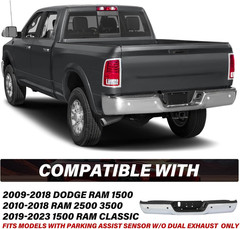 BRYGHT Chrome Steel Rear Bumper Assembly Replacement Compatible with 09-18 Dodge