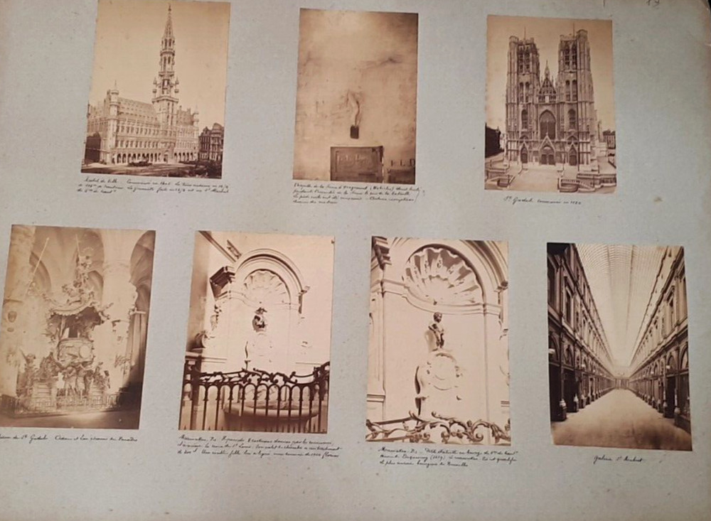 Rare Photo Board City Brussels Late 19th – Early 20th Century Belgium Monuments