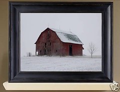 RUSTIC OLD BARN PRINT Winter Scene 20″ x 16″