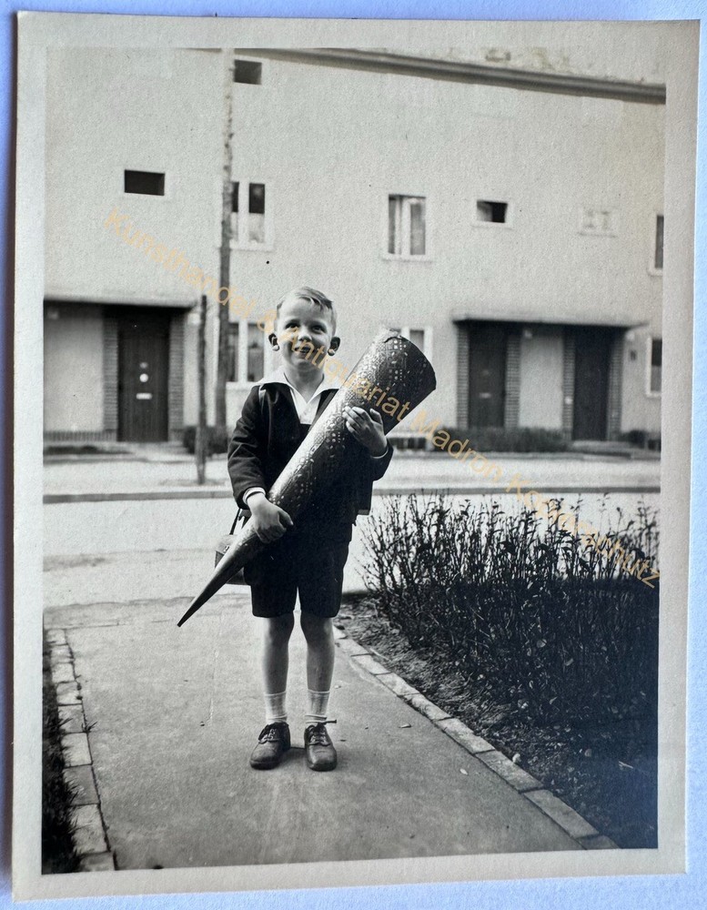 orig. Photo Child Boy School Bag Enrollment First Day of School Grade School Circa 1920