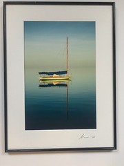 Photograph on Arches Paper of Colorful Boat. Pencil Signed