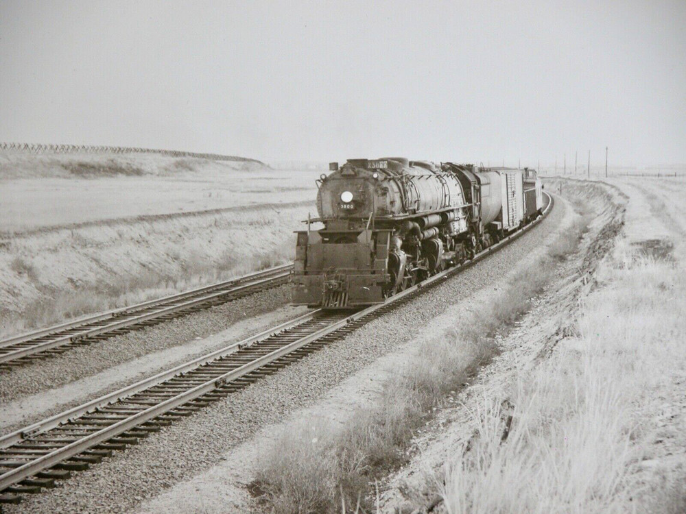 Union Pacific Steam Engine 3800 Locomotive 8×10 Photograph Vtg 50s Railway Field