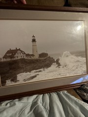 Portland Head Light With Ocean Waves Photograph Framed 17×11.5” Print 22.5X16.75