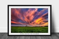 Sunset Photography Print: Oklahoma Copper Colored Clouds Sky Field Plains Photo