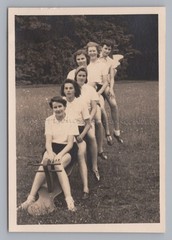 6 Young Women on Seesaw 1939 – Vintage Photo 1930s