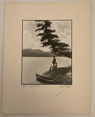 1937 «Haven Of Rest» Couple In Shade W/ Canoe Art Deco Photograph By Leighton