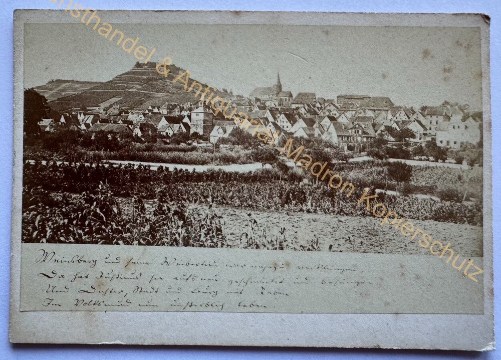 orig. CDV photo photography lithograph around 1860 Weinsberg Heilbronn