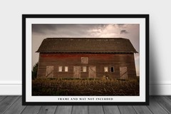 Old Red Barn Photography Print: Nebraska Midwest Farm Country Farmhouse Photo