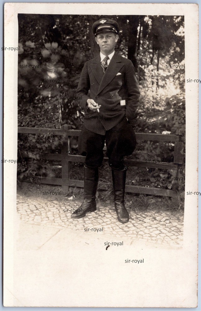 Neuruppin 1930s – Man in Breeches with Cigarette – Photo Postcard 9x14cm