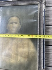 Antique Victorian Portrait Print Woman Ornate Frame Glass 27×19 Funeral Creepy