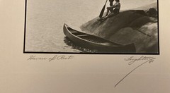 1937 «Haven Of Rest» Couple In Shade W/ Canoe Art Deco Photograph By Leighton