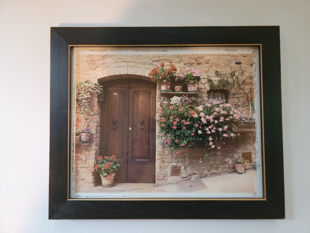 Set of 3 Country Floral Photographs Black Wooden Frames