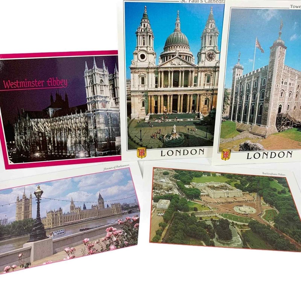 Vintage London postcards set of 5 souvenir landmarks Westminster Abbey