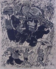 Duc Hoa Monsoon Labor Echoes of a Rebuilding Era wood cut 40x50cmborn 1957 VUFA