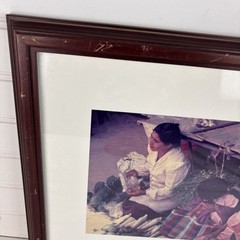 Vintage Market Scene Framed Art Photo – Cultural People & Produce Photograph