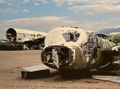 VINTAGE AIRCRAFT AIRPLANE SALVAGE SCRAPYARD SURREAL COLOR LANDSCAPE PHOTOGRAPH