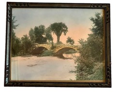 Railroad Stone Arch Bridge Ashulot River Keene NH Hand Colored Photo Cheshire