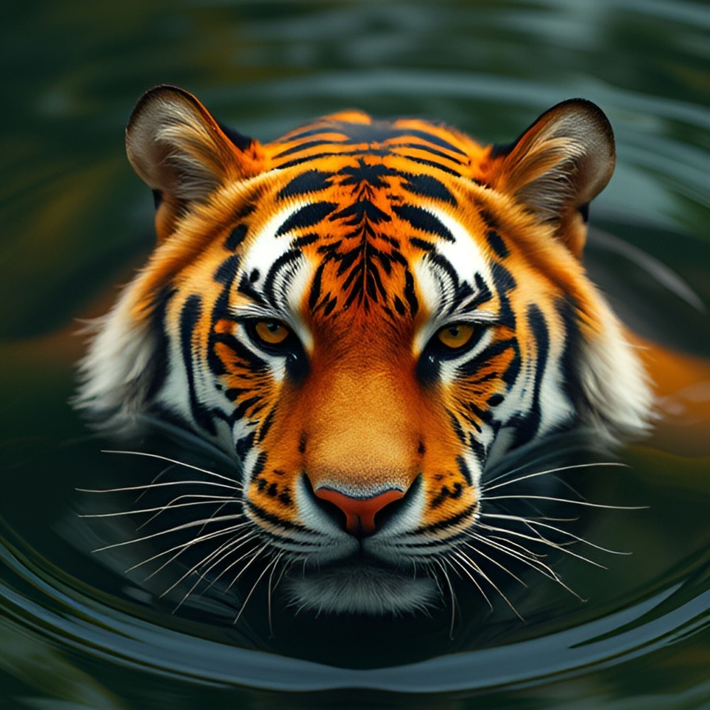 Tiger Water Cat Digital Image Picture Photo Pic Wallpaper Background AI ART Clip