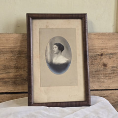 Antique Wood Framed Sepia Victorian Woman Portrait Early 1900 Edwardian Photo
