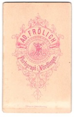 Photograph Ad. Frölich, Nördlingen, monogram of the photographer in coat of arms