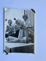 orig. Photo Child Girl Boy School Bag Enrollment School Circa 1930