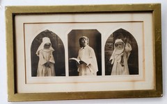 Rare 1893 Taber Art Co. Framed Sepia Triptych Photo of Children in Church Robes