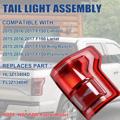 Tail Lights Compatible with Ford F150 F-150 2015 2016 2017 Right Passenger Side
