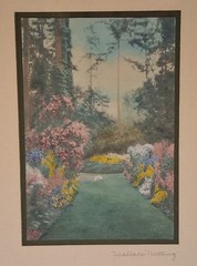 Cottage Garden Wallace Nutting Hand-tinted Photograph, BRILLIANT Unfaded Color