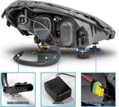 for 2005 06-2013 Chevy Corvette C6 Switchback+Sequential LED DRL Black Projector