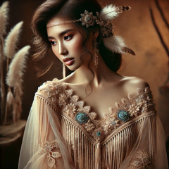 Digital Image American Indian Woman Picture Wallpaper Background Desktop Art