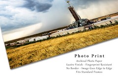 Drilling Rig and Storm on Summer Day in Oklahoma Photo Print (Unframed)