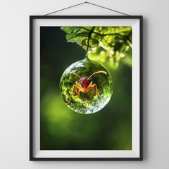 8×10 Fine Art Photo Print Leafcutter Ant Inside Raindrop Impossible Wildlife Pic