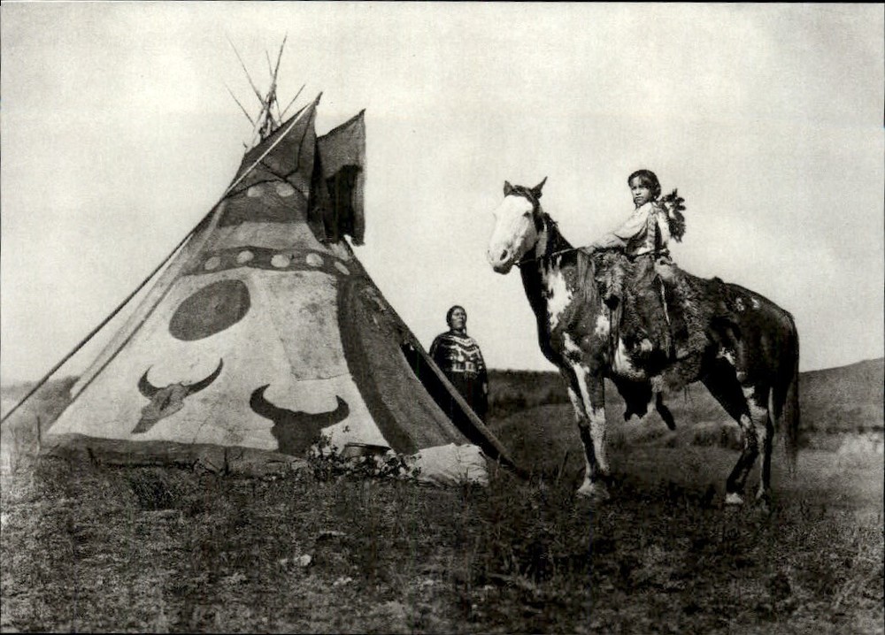 1972 Orig Edward Curtis Assiniboin Indian Painted Tipi Teepee Art Photo Gravure