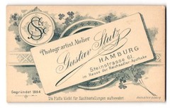 Photograph Gustav Stutz, Hamburg, Steinstr. 61, Photographer’s Monogram and An