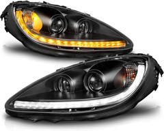 for 2005 06-2013 Chevy Corvette C6 Switchback+Sequential LED DRL Black Projector