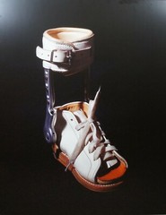 1993 Janet Biggs «One» Cibachrome Photograph Leg Brace Still Life Steel Frame