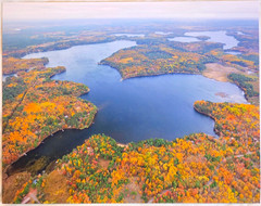 Middle Eau Claire Lake, Barnes, WI, Bayfield Co. Overhead Photo. Frame Optional.