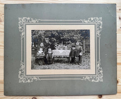 Photograph Family Children Uniform Garden Table Circa 1905-1915