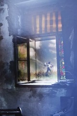 Jan Saudek Large Handcoloring Photograph The Daybreak LIMITED EDITION 6/6