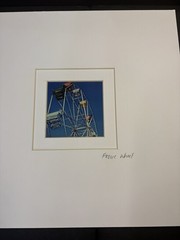 10×10 Matted Ferris Wheel Photo Polaroid Watercolor Enhanced Vintage Signed Art