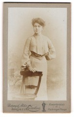 Photography studio Berolina, Berlin, portrait young woman Luise Vayf, 1902