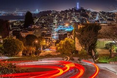 San Francisco at Night Lombard Street & Skyline Photo Print, California