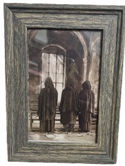 4×6 Creepy 3 Monks Photo In Old Church In Plastic Wood Frame Gothic Mid Evil