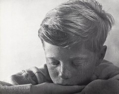 1960 Vintage YOUNG RED HAIR BOY Freckles Sleepy Photo Art NORMA HOLT 11×14