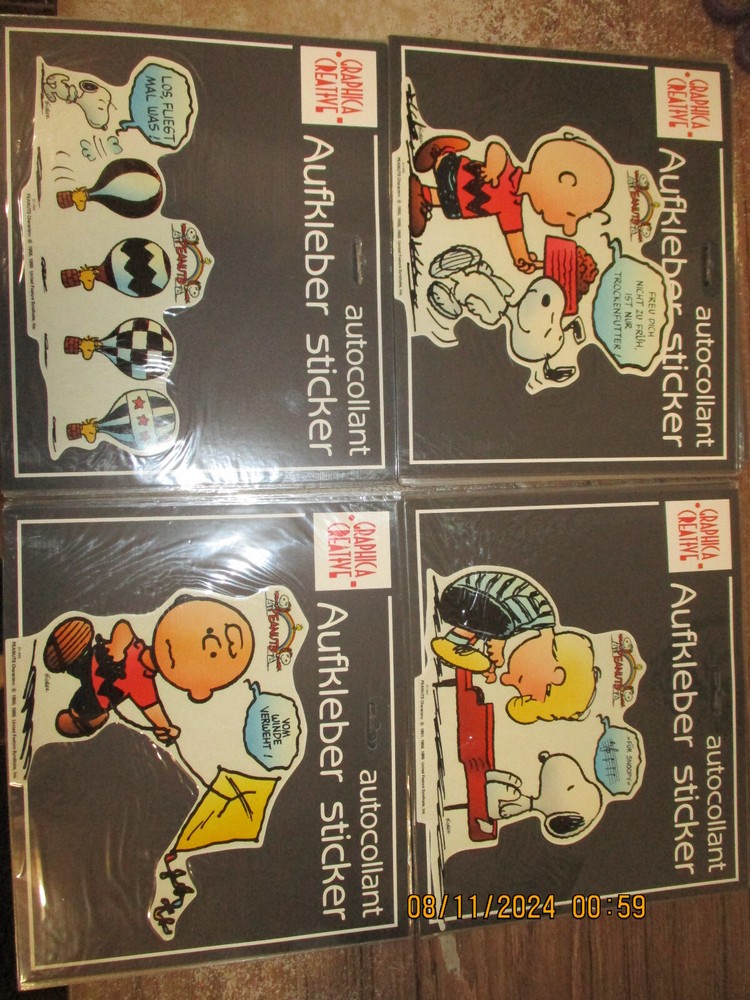 4 Large Sticker – Peanuts/Snoopy Each Approx. 7 7/8×5 7/8in