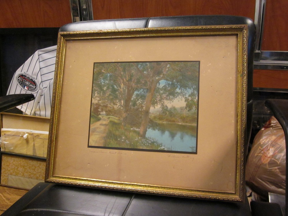 WALLACE NUTTING HAND COLORED «UPPER CONNECTICUT DRIVE» SIGNED FRAMED 17.5″ X 14″