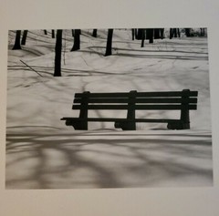 PARK BENCH IN SNOW ORIGINAL SIGNED ART PHOTO B&W STETTNER VTG MATTE NJ CAMERA