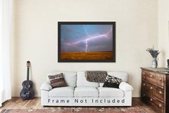 Storm Photography Print – Picture of Lightning Spanning Sky in Oklahoma